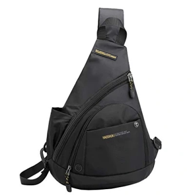 Image of Hebetag Leather Sling Bag Crossbody Backpack for Men Women Travel Outdoor Sports, 02black(s), 18cm(W) x4cm(D) x38cm(H)(7.0&quot;x1.5&quot;x14.9&quot;), Daypack Backpacks