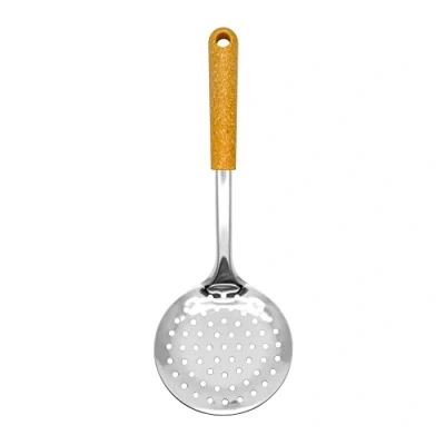 Image of Fackelmann BIO Skimmer, Stainless Steel Function Head With Wood Fibre Handle, 31.5x11.5x6.5cm, Silver &amp; Light brown/Orange