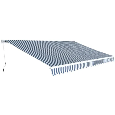 Image of vidaXL Folding Awning Manual Operated 500 cm Blue and White