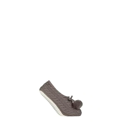 Image of Elle Womens Moccasin Slipper Socks Cable Knit Pattern, Plain, Anti Slip Grips, Chunky, Warm, Fluffy, Gift Idea, Sizes S/M &amp; M/L Charcoal