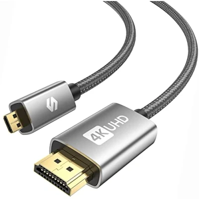 Image of Silkland Micro HDMI to Cable 1M, 4K@60Hz, Supports Ethernet, 3D, HDR and ARC, Compatible with GoPro Hero 9/8/7/6/5, Raspberry Pi 5 4, Sony Camera A6300 A6400（Not Mini HDMI）