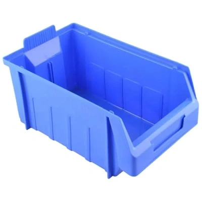 Image of EQUIP247UK Storage Bins, Size 4 Stacking Plastic Parts Containers, Blue, Pack of 10