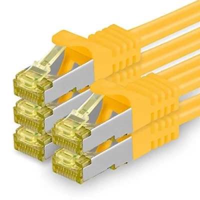 Image of 1aTTack.de 5 X 1 M Cat 7 Ethernet Cable High Speed Gigabit RJ45 LAN Patch Cord with 10Gbps 600Mhz/s SFTP PIMF LSZH Yellow