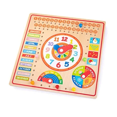 Image of Bigjigs Toys Educational Wooden Calendar and Clock