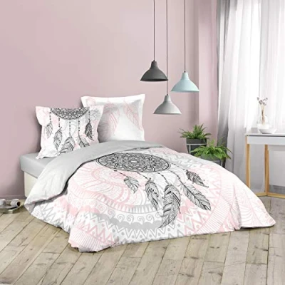 Image of Douceur d&#039;Intérieur 3 piece set, pink, 200 x cm, printed 42 threads, name place design