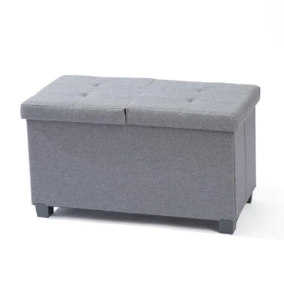 Image of Easylife Folding Ottoman Storage Bench (Dark Grey). Dual Access Unit for Linen or Shoes (H42 x W76 D38cm), Doubles as a Footstool, Fold Flat Boxes With Lids Fully Guaranteed