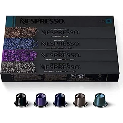 Image of 50 Nespresso Coffee Capsule Mixed Flavours ( 10 X INDIA,10 KAZAAR, RISTRETTO, ARPEGGIO, ROMA )