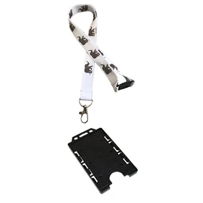 Image of Elephant Print Lanyard &amp; Safety Breakaway Double Vertical Card Holder