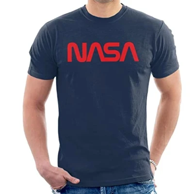 Image of Nasa Men&#039;s The Logo 1975 1992 T Shirt, Navy Blue, XL
