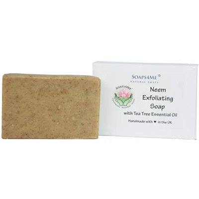 Image of ATTIS Neem Exfoliating Handmade Natural Soap with Oil, Stick &amp; Leaf Powder and Tea Tree Essential Oil