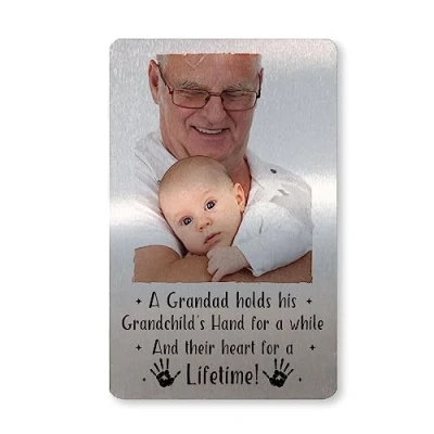 Image of Novelty Fathers Day Gift For Grandad Metal Wallet Card Personalised Him Keepsake