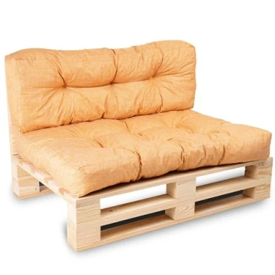 Image of bananair Pallet Cushions Outdoor Water Repellent &amp; UV Resistant Fabric Highly Comfortable Foam Padded Garden Furniture (1 Seat 120x80 cm + 1 Back 120x40 cm, Orange)