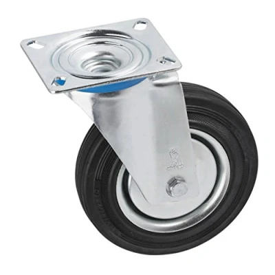 Image of Metafranc 800680 Swivel Castor Diameter, 104 x 80 mm, Solid Rubber, Roller Bearing, Chrome, Ø 125 mm