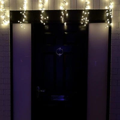 Image of 4.8m Multi Function Frosted Warm White LED Cluster Curtain Lights Christmas Decorations with Timer