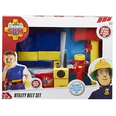 Image of Fireman Sam utility belt Set role play toy with working torch, walkie talkie, axe, &amp; firefighters jacket for imaginative