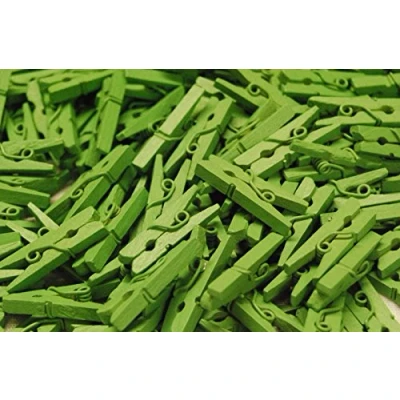 Image of celloexpress Pack of 25 25mm Mini Wooden Craft Pegs Green