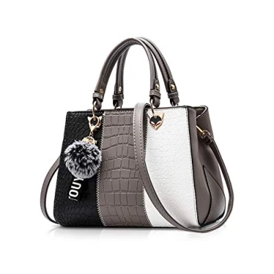 Image of NICOLE &amp; DORIS Fashion Women Handbags Tote Bag for Ladies Shoulder Crossbody Messenger PU Leather Classic Design Grey 1