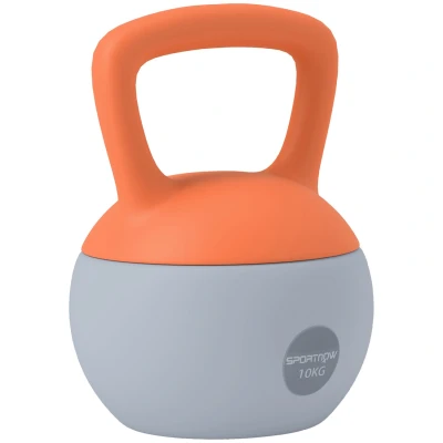 Image of SPORTNOW Soft Kettlebell, 10kg Kettle Bell with Non Slip Handle for Home Gym Weight Lifting and Strength Training, Orange Grey