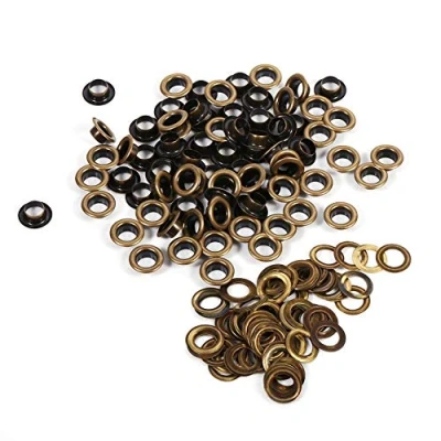 Image of 8/10/12/14/17mm Antique Brass Eyelet Grommets Kit with Washers for Leather, Canvas, Clothes, Shoes, Belts, Bags, DIY Crafts (Size : 8mm 100sets)