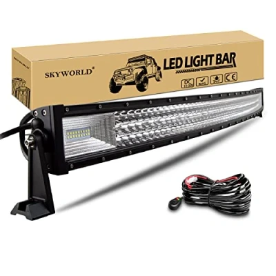 Image of SKYWORLD 52 inch 675W Curved Led Light Bar, Spot Flood Combo Beam Bar Lights Driving Offroad Work Lamp Fog Lightbars with 12V Wiring Harness kit for trucks SUV 4WD ATV UTV 4x4 Boat