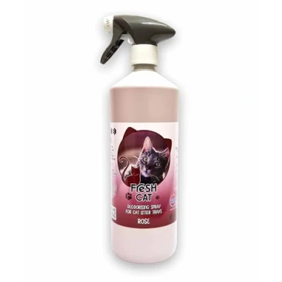 Image of Litter Tray Cleaner Deodoriser Fresh Cat Trigger Spray Bottle 1L (ROSE)