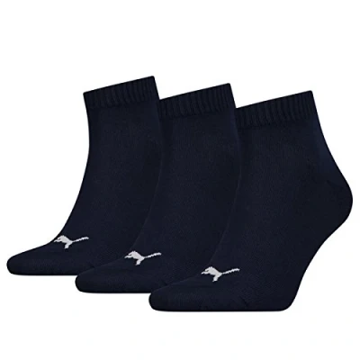 Image of Puma Unisex 3p Quarter Plain Sock, Blue (Navy), 5 Mar UK