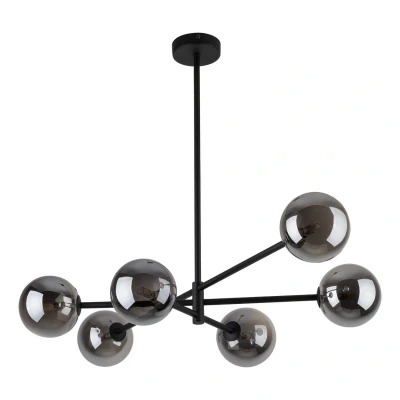 Image of Sarius Multi Arm Pendant Ceiling Light Black, Graphite Glass 6xG9