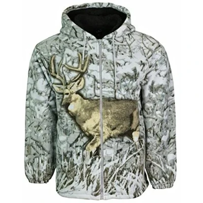 Image of Magritta Men Women Animal Print Warm Thick Fleece Winter Shirt Jacket Coat S 2XL (X Large, Grey Deer)