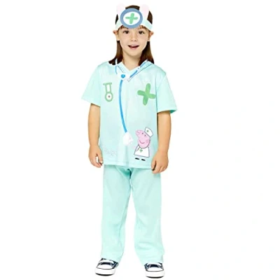 Image of amscan 9910180 Childs Peppa Pig Doctor Unisex Fancy Dress Costume (Age 3 4 Years)