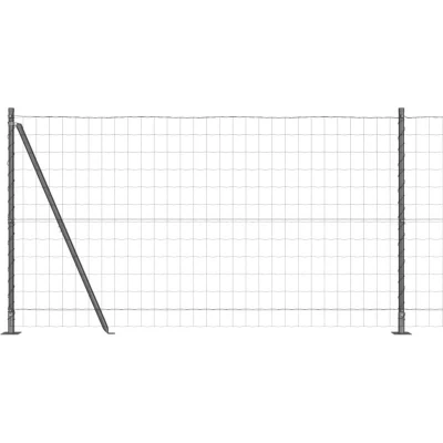 Image of vidaXL Euro Fence with 7 Flanged Posts 1.2x10 m Galvanised Steel
