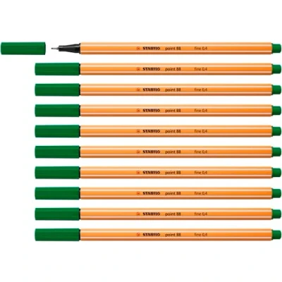 Image of Fineliner STABILO point 88 Pack of 10 Green