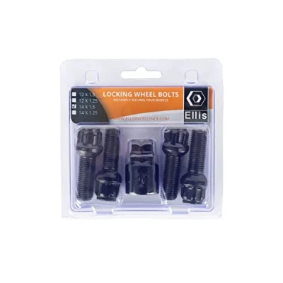 Image of Ellis Excellence Set of 4 M14 x 1.5 Radius Alloy Wheel Locking Bolts Black (35mm Thread)
