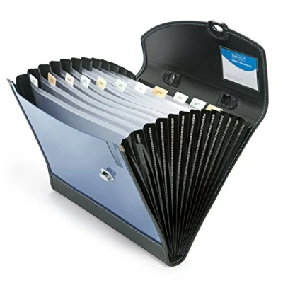 Image of Rapesco 0681 A4+ Designer Expanding File with Handle, 13 Compartments, Blue