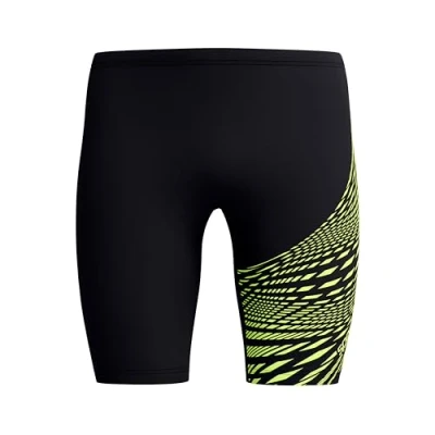 Image of Speedo Men&#039;s Medley Logo Jammer, Black/Hyper Yellow, 34