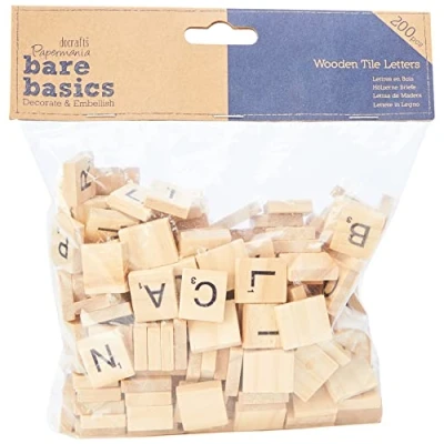 Image of Bare Basics Wooden Tile Letters, Light Wood, 200 Pieces
