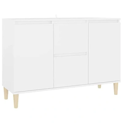 Image of vidaXL Sideboard Chipboard Book Storage Cabinet Durable Standing Cupboard Metal Legs Decoration Bedroom Living Room Furniture White