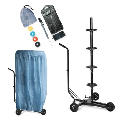 Image of cartrend Wheel Rim Tree, Mobile with Tyre Protection Cover, Width up to 255 mm, Friendly Pads