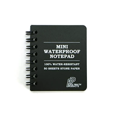 Image of Polymath Products Mini Waterproof Notepad 100% water resistant stone paper notebook. Ultra compact size (2.5 x 3 inches). (1 pack)