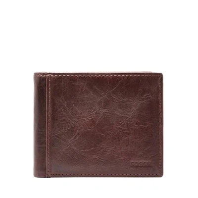 Image of Fossil Men&#039;s RFID Flip ID Bifold Wallet, Brown, One Size