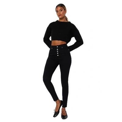 Image of Trendyol Women&#039;s Damen Gerade Schlank Hohe Taille Jeans, Black, 6