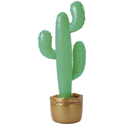 Image of Smiffys Inflatable Cactus, Green 90cm Approx, Hawaiian Luau Fancy Dress, Dress Up Accessories