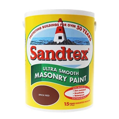 Image of Sandtex masonry paint, 5 litres, ultra smooth brickwork, red