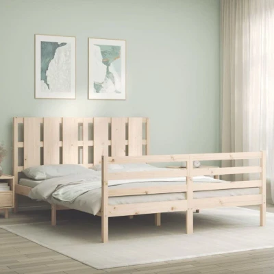 Image of vidaXL Bed Frame without Mattress King Size Solid Wood