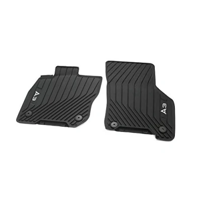 Image of Audi 8Y1061501B041 Rubber Floor Mats, All Weather 2 x Mats Front, with A3 Lettering, Only for Mild Hybrid, Black