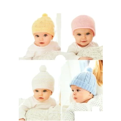 Image of Stylecraft 3 Ply Knitting Pattern 9913 Baby Hats (4 Designs)