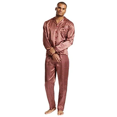 Image of Undercover Mens Satin Pyjamas 981045 Burgundy 2XL