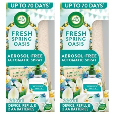Image of 2 x Air Wick Active Fresh Aerosol Free Freshener Spray Kit Spring Oasis