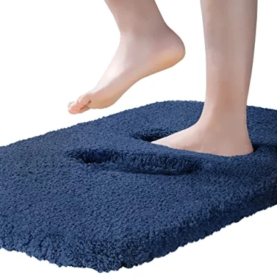 Image of ROLIZOE Ultra Thick Bath Rug for Bathroom Non Slip Mat Highly Absorbent Super Soft Bedside Carpet Microfiber Floor 40 x 60cm, Light Grey