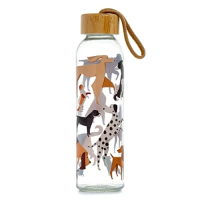 Image of Puckator Barks Drinks Bottle Reusable Water For Girls And Boys With An Bamboo Lid Bpa Free School Nursery Translucent Cute Dog Design Pp 500ml