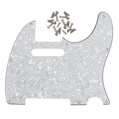 Image of FLEOR 8 Hole 4Ply White Pearl TL Pickguard Single Coil Neck Cut Guard Plate with Mounting Screws for U.S./Mexican Standard TE Replacement